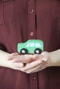 Woman Holding Model Car In Palm Of Hand Royalty Free Stock Photo