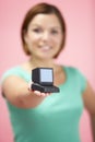 Woman Holding Model Computer Royalty Free Stock Photo