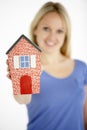 Woman Holding Model House Royalty Free Stock Photo