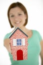 Woman Holding Model House Royalty Free Stock Photo