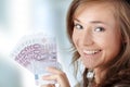 Woman holding money Royalty Free Stock Photo