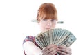 Woman holding money Royalty Free Stock Photo