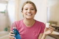 Woman Holding Mouthwash Royalty Free Stock Photo