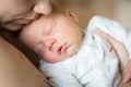Woman holding newborn baby boy Royalty Free Stock Photo