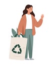 woman holding organic recycling bag Royalty Free Stock Photo