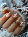 A woman holding a pair of glittery nails