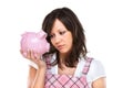 Woman holding pig money-box Royalty Free Stock Photo