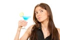 Woman holding popular blue martini cocktail Royalty Free Stock Photo