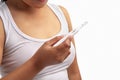 Woman holding pregnancy test Royalty Free Stock Photo