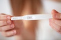 Woman Holding Pregnancy Test. Pregnant. Royalty Free Stock Photo