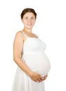 Woman holding pregnant belly Royalty Free Stock Photo