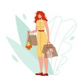 Woman Holding Recycling Shopping Packages Vector Illustration Royalty Free Stock Photo