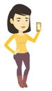 Woman holding ringing mobile phone.