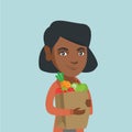 Woman holding shopping bag with healthy food. Royalty Free Stock Photo