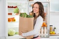 Woman Holding Shopping Bag With Vegetables Royalty Free Stock Photo