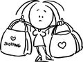 Woman holding shopping bags - black outline