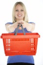 Woman Holding Shopping Basket Royalty Free Stock Photo