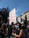 Woman Holding Sign in Washington DC in June Royalty Free Stock Photo