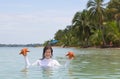 Woman holding the starfish Royalty Free Stock Photo