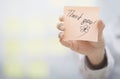 Thank you text on adhesive note Royalty Free Stock Photo