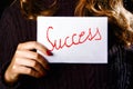 Woman holding the success word Royalty Free Stock Photo