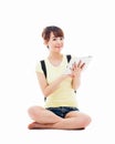 Woman holding tablet computer Royalty Free Stock Photo