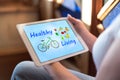 Healthy living concept on a tablet Royalty Free Stock Photo