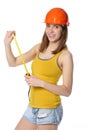 Woman holding tape measure Royalty Free Stock Photo
