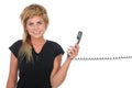 Woman holding a telephone handset Royalty Free Stock Photo