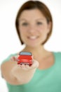 Woman Holding Toy Car Royalty Free Stock Photo