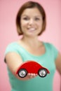 Woman Holding Toy Car Royalty Free Stock Photo