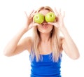 Woman holding two apples Royalty Free Stock Photo