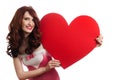 Woman holding Valentines Day heart sign Royalty Free Stock Photo