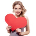 Woman holding Valentines Day heart sign Royalty Free Stock Photo