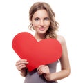 Woman holding Valentines Day heart sign Royalty Free Stock Photo