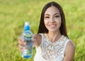 Woman holding water Royalty Free Stock Photo