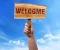 Welcome wooden sign