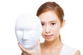 Woman holding white mask for skincare concept Royalty Free Stock Photo