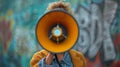 Woman Holding Yellow and Black Megaphone Royalty Free Stock Photo