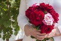Bouquet of roses in hands Royalty Free Stock Photo
