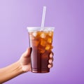 Empty Mockup Iced Tea With White Label On Purple Background