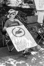 A Woman Holds a Sign Protesting Mask Mandates Royalty Free Stock Photo