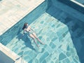 person woman young summer swim holiday pool illustration travel girl water. Generative AI. Royalty Free Stock Photo