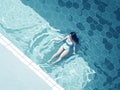 woman holiday summer pool water illustration sunny person girl swim young. Generative AI. Royalty Free Stock Photo