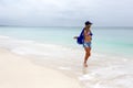 Aussie woman enjoying beach paradise Royalty Free Stock Photo