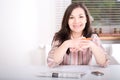 Woman at home looking for a job Royalty Free Stock Photo