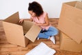 Woman home move Royalty Free Stock Photo