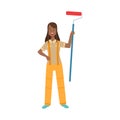 Woman Home Painter With Painting Roll, Part Of Happy People And Their Professions Collection Of Vector Characters Royalty Free Stock Photo