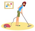 Woman with a hoover Royalty Free Stock Photo