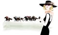 Woman in a horse racecourse Royalty Free Stock Photo